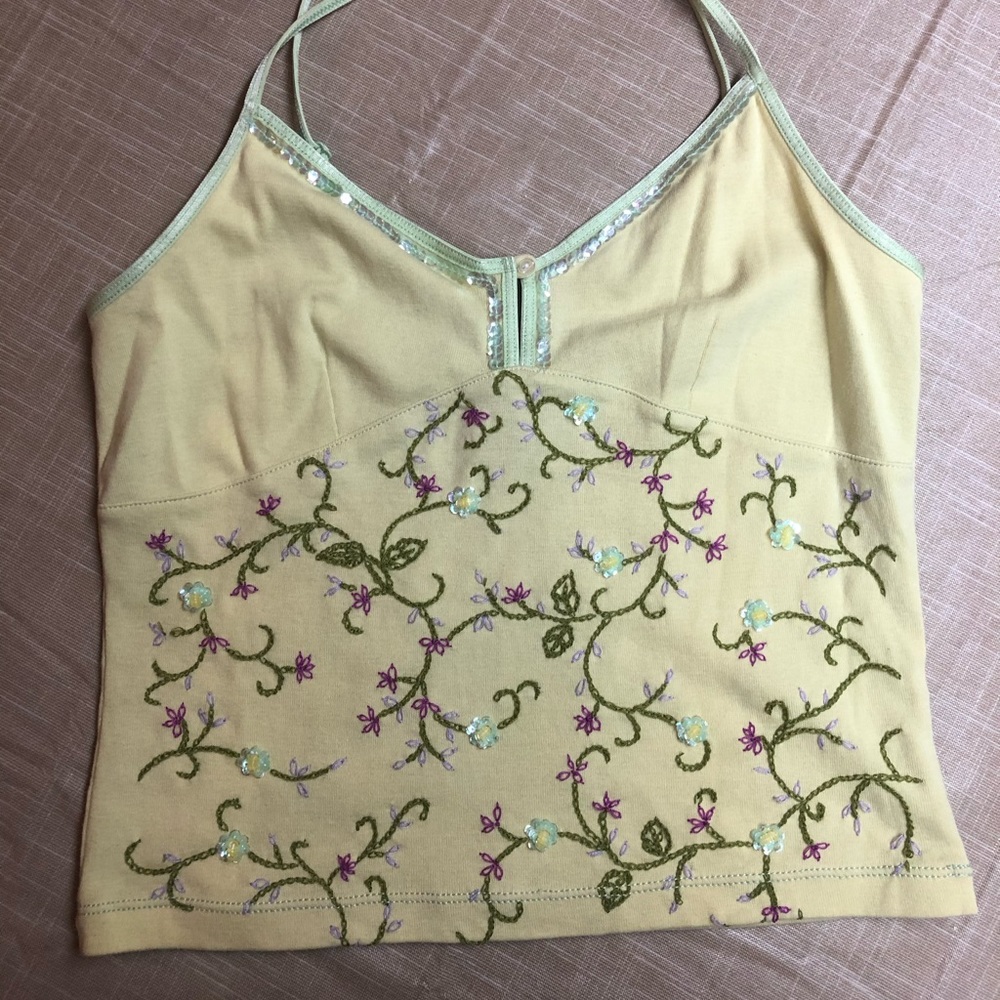 Vintage Yellow The Limited Tank w/ flower design